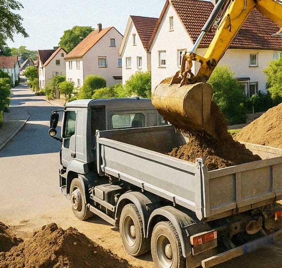 Erdaushub-Entsorgung mit Bagger