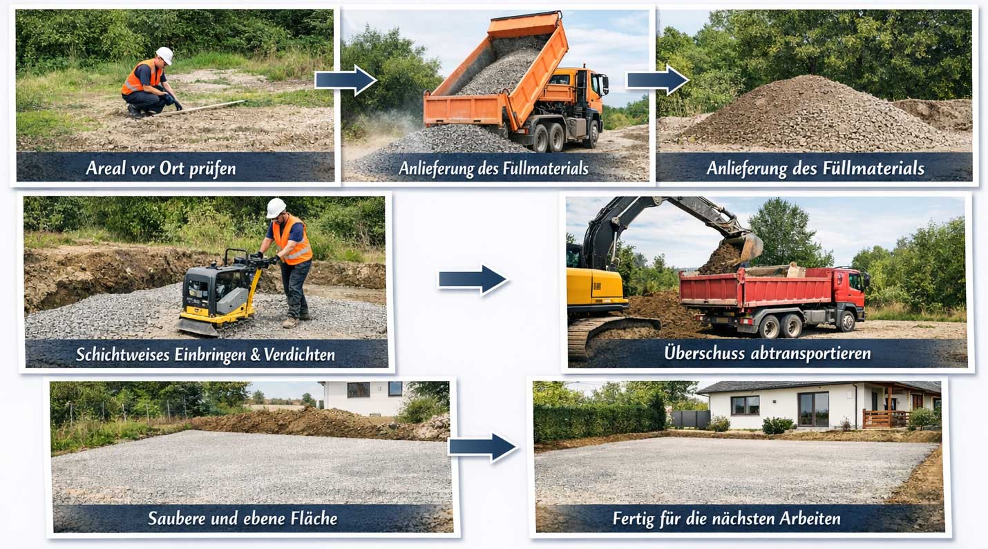 Auffüllarbeiten Schritt für Schritt